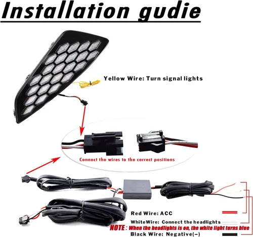 Vista 2 de Luz de Parachoques LED Frontal de Conmutación Blanca/Ámbar/Azul con Señal de Giro de Luces Antiniebla Diurnas Secuenciales Compatible con Accesorios