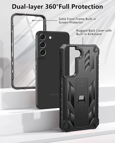 Vista 2 de SOiOS - Funda para Samsung Galaxy S22 con protector de pantalla integrado, función atril 20FT Military-Grade Drop Shockproof Protection, Durable