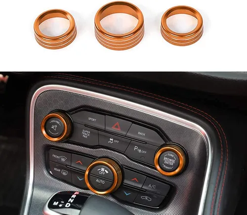 Vista 7 de Keptrim Botón de interruptor de aire acondicionado para Dodge Challenger Charger Chrysler 300 300s 2015-2020, para Ram 2013-2018, aluminio negro, 3