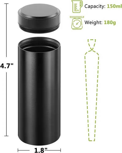 Vista 2 de OZCHIN Aluminum Storage Jar Portable Airtight Smell Proof Container Bottle Multipurpose Storage Container for Spices, Coffee & Teas 196 ml