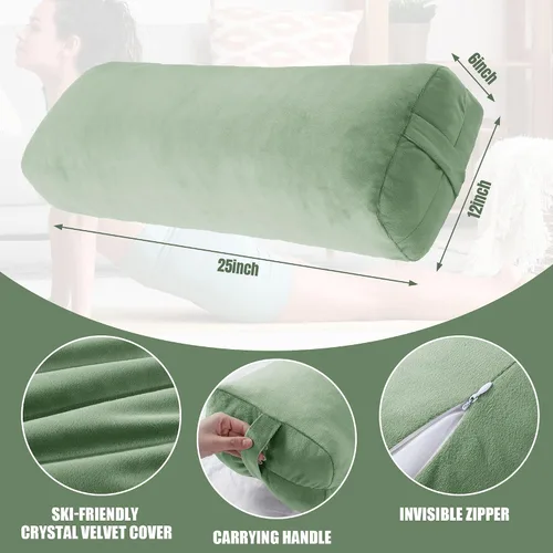 Vista 2 de HOMBYS Almohada de espuma triturada para yoga y meditación restaurativa, versátil almohada de apoyo de yoga rectangular de alta calidad con funda