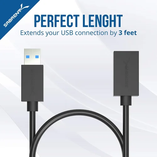 Vista 5 de SABRENT Carcasa de disco duro externo de aluminio SATA ultradelgada USB 3.0 a 2.5 pulgadas + cable de extensión USB 3.0 de 22 AWG de 3 pies