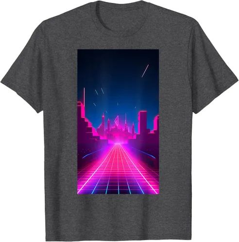 Vista 26 de Camiseta Retrowave Street 80s Vaporwave Synthwave, Negro -, Pequeña