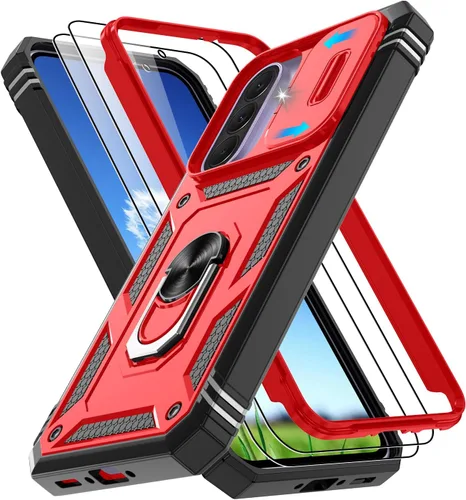 Vista 263 de Gritup Funda para Google Pixel 6 con cubierta deslizante para cámara y protector de pantalla (2 unidades), soporte de anillo giratorio 360°, funda