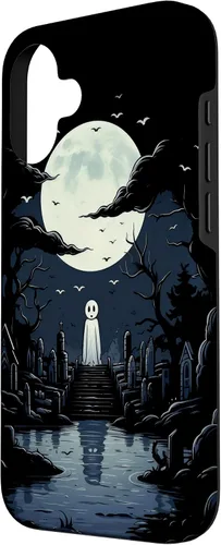 Vista 2 de iPhone 16 Ghost Halloween Cemetery Scary Creepy Case