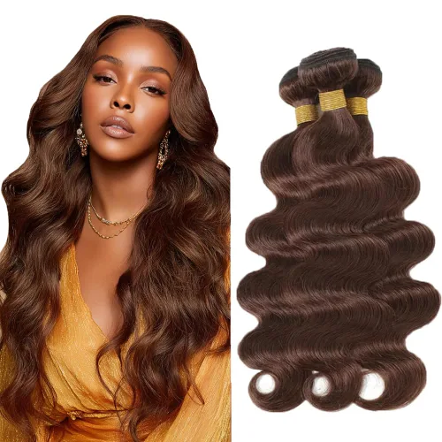 Vista 201 de Color 30 paquetes de cabello humano marrón onda del cuerpo paquetes 8 10 12 pulgadas brasileño virgen Remy extensiones de cabello humano doble trama