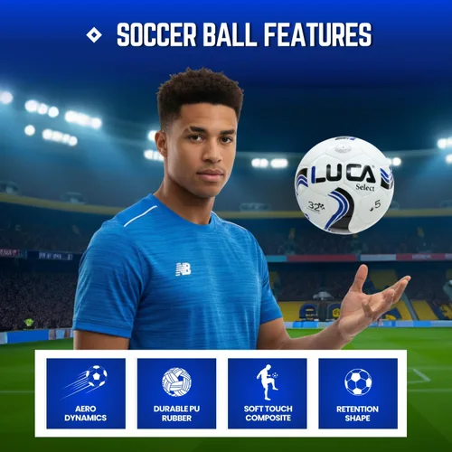Vista 3 de LUCA Balón de fútbol tamaño 5, piel sintética suave al tacto, duradera e impermeable, pelota de entrenamiento para jóvenes y adultos para jugar
