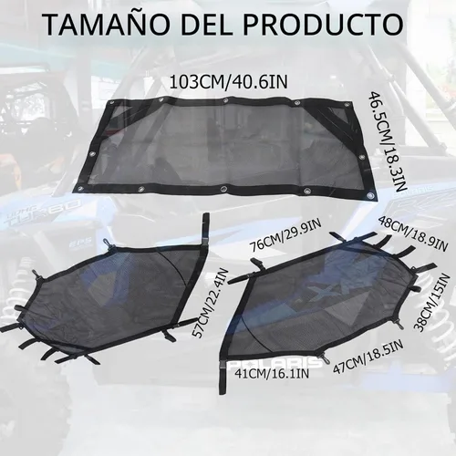 Vista 6 de Red para Ventana de ATV/UTV Protector de Malla para Jaula Trasera Enrollable + Derecha + Izquierda Cubierta de Red Protectora de Sombra para Ventana