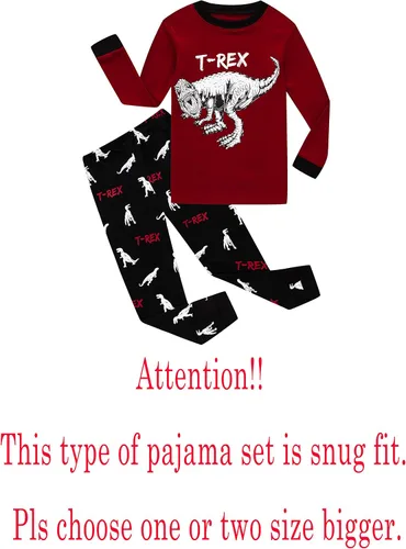 Vista 2 de KikizYe Conjunto de pijama para niños pequeños y grandes, pijama 100% algodón