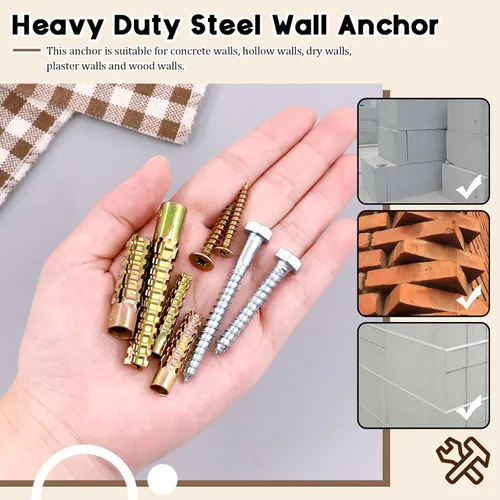 Vista 3 de Juego de 150 anclajes de pared de acero resistente con tornillos, 5 tamaños de anclaje de pared de acero en forma de árbol (M5 M6 M8 M10), tornillos