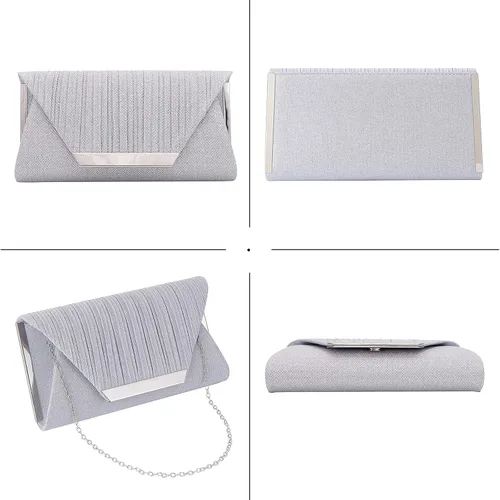 Vista 4 de Bolsos de embrague con purpurina para mujer bolsa de noche bolso de fiesta de boda