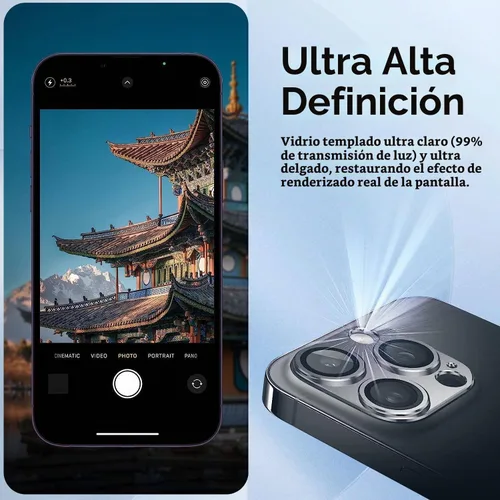 Vista 5 de T Tersely Paquete de 2 protectores de lente de cámara diseñados para iPhone 14 Pro/iPhone 14 Pro Max, protector de cámara de metal de aleación