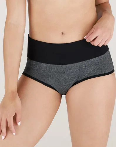 Vista 2 de INNERSY Ropa interior posparto de algodón de cintura alta para mujer, paquete de 3, Azul LagoVerde ClaroGris Jaspeado