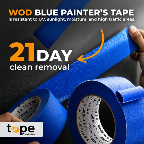 Vista 3 de Cinta adhesiva de pintor azul fabricada en Estados Unidos, 1 pulgada x 60 yardas, cinta adhesiva gruesa y ancha para pintura segura de paredes