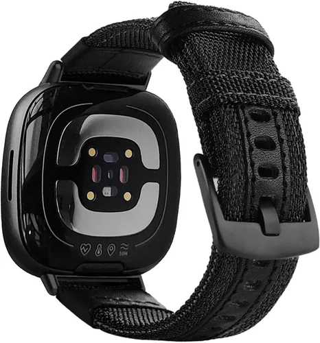 Vista 6 de Abanen Correas de reloj militar de nailon para Fitbit Versa 4 / Sense 2, conectores mejorados con tela tejida transpirable correa duradera