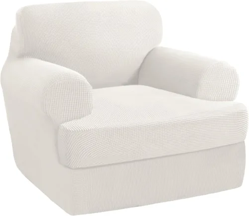 Vista 36 de PrinceDeco Fundas elásticas para sillón de 2 piezas, fundas de sofá para sillas con cojines en forma de T, fundas suaves para muebles con 1 funda
