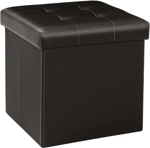 Vista 10 de B FSOBEIIALEO Cubo otomano de almacenamiento, baúl de almacenamiento, reposapiés plegable para sala de estar, 12.6 x 12.6 x 12.6 pulgadas