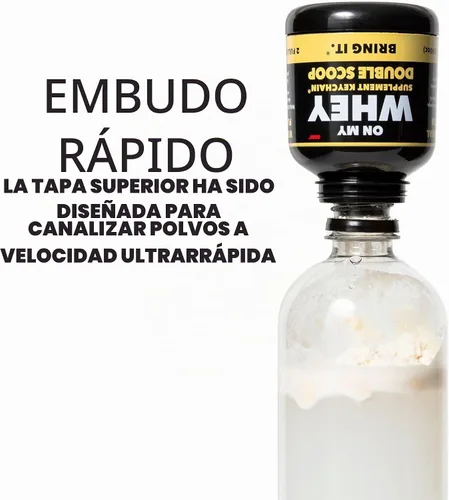 Vista 4 de Botella agitadora de proteínas con contenedor de llavero de suplemento, sin BPA, vaso agitador reutilizable para levantadores de peso activos