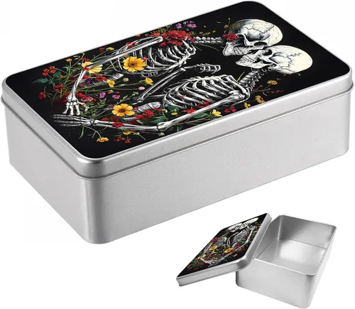 Vista 56 de Caja de lata de metal con tapa, contenedor de almacenamiento rectangular vacío de hojalata, estuche de lata portátil ligero para manualidades