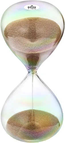 Vista 22 de Reloj de arena con temporizador de arena de 1 minuto con arena de color marrón, reloj de arena grande de 1 minuto, reloj de arena de 1 minuto