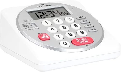 Vista 7 de MARATHON Temporizador digital de 100 horas de grado comercial con teclado negro/plateado