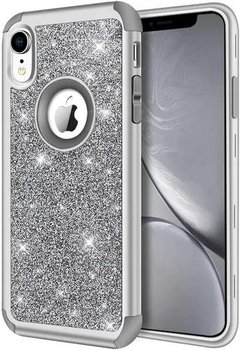 Vista 21 de Hython Compatible con Funda para iPhone XR, Protector Defensor de Cuerpo Completo de Servicio Pesado con Purpurina Brillante Reluciente, Carcasa