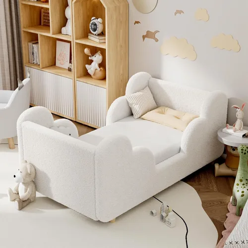 Vista 17 de Cama Montessori tapizada con rieles extraíbles Azul bebé