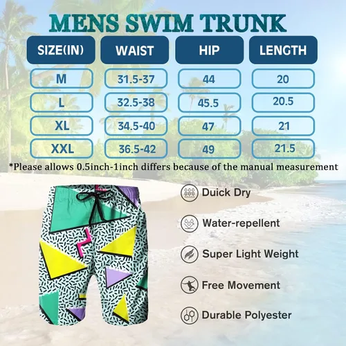 Vista 3 de BONLOR Pantalones cortos de los años 80 para hombre, trajes de baño retro de los años 80, pantalones cortos de fiesta de verano de los años 90