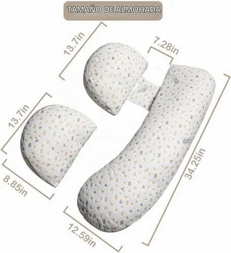 Vista 7 de Almohada de embarazo para dormir, almohada de maternidad con soporte para caderas, espaldas, piernas, almohada de maternidad con funda desmontable