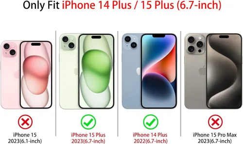 Vista 3 de NITITOP Para iPhone 14 Plus/15 Plus Funda Transparente Encaje Flor - Negro