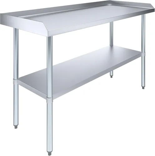 Vista 8 de AmGood Mesa de trabajo comercial con protector contra salpicaduras y protectores laterales contra salpicaduras Altura: 35" Mesa de preparación