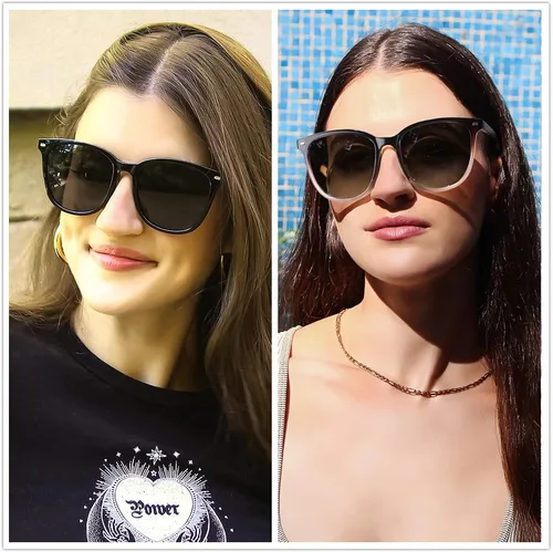 Vista 36 de FIMILU Paquete de 2 lentes de sol polarizados para mujer, lentes de protección UV400, montura grande, lentes de moda, elegantes
