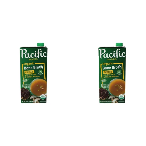 Vista 10 de Pacific Foods Caldo de hueso de pollo orgánico con ajo negro y hongo shiitake, caja de 32 onzas