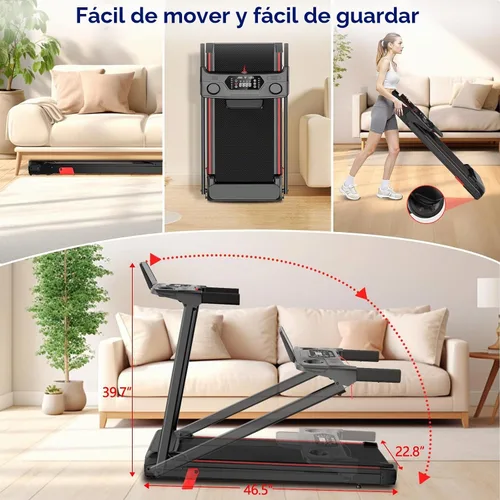 Vista 5 de Cintas de correr para el hogar con almohadilla inclinada para caminar caminadora con barra de mango