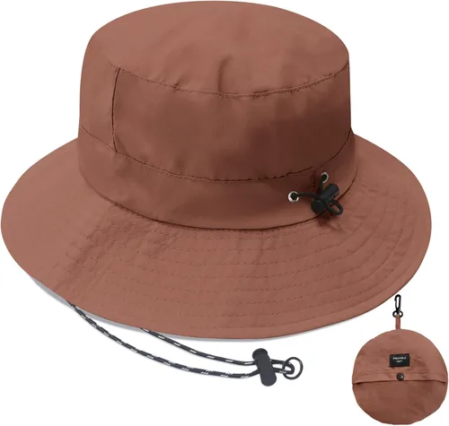 Vista 11 de PFFY Waterproof Bucket Hats for Men Women Packable Sun Hat for Outdoors Caqui Sólido