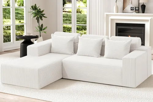 Vista 17 de Homguava - Sillones seccionales modulares para sala de estar, sofá de 101" en forma de nube con chaise en L, cómodo sofá de sala de estar