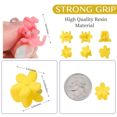 Vista 3 de 128 PCS Pinzas Mini para Cabello de Niñas Bebés Clips Tipo Garra Accesorios para Cabello con Flores Barrettes para Niñas de Escuela Niños 128