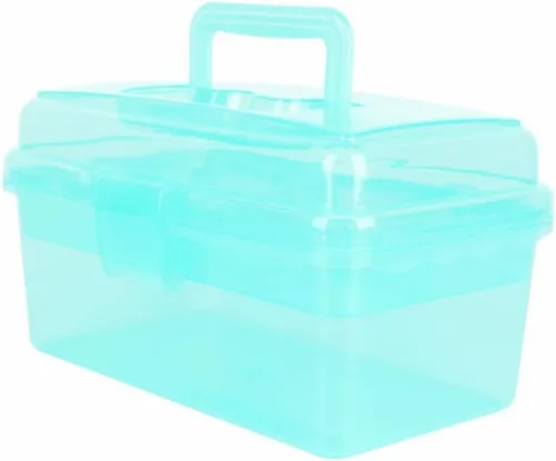 Vista 9 de Caja de almacenamiento de plástico multiusos con asa y cerradura de pestillo, gris transparente Transparente/Gris