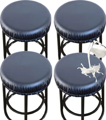 Vista 7 de HFCNMY Fundas para taburetes redondas, elásticas de poliuretano redondo, impermeables, fundas de asiento para taburetes de bar, fundas de asiento