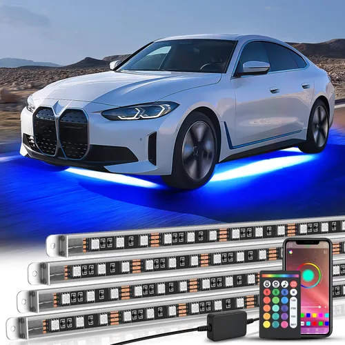 Vista 17 de Nilight 4 Piezas Tiras de Luces de Acento de Neón Underglow de Aluminio 396 LEDs Color de Ensueño Asistencia de Puerta Función Activa de Sonido