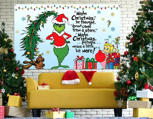 Vista 4 de Sunwer Telón de fondo de cabina de fotos de Feliz Navidad, elfo verde, decoración de fiesta de invierno, Navidad, interior y exterior, para colgar