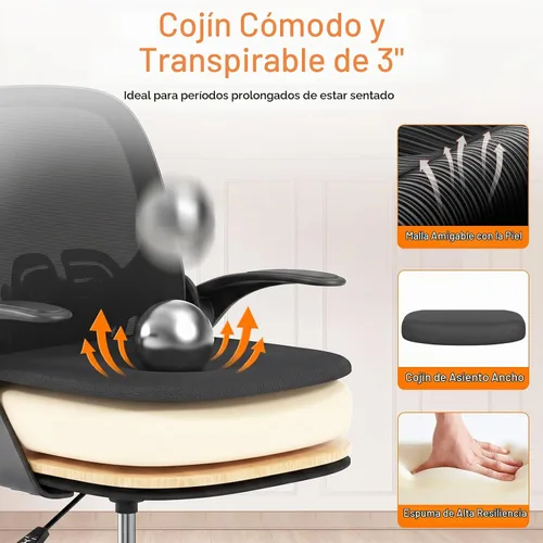 Vista 6 de ORRSAKER Silla de Dibujo Alta con Soporte Lumbar y Anillo Reposapiés, Silla de Escritorio Ergonómica Alta de Apoyo de Altura Extendida para Trabajo