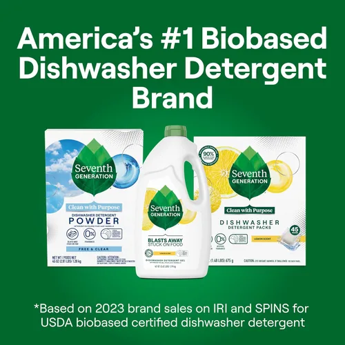 Vista 5 de Seventh Generation Detergente para lavavajillas en gel líquido, aroma a limón, 42 onzas, paquete de 6