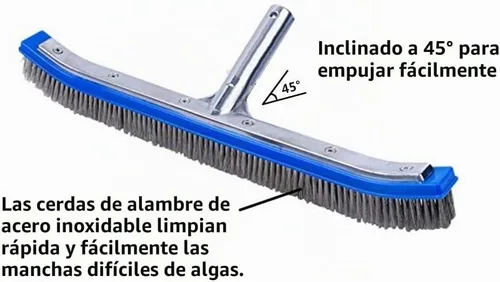 Vista 4 de Cepillo de piscina para limpiar paredes de piscina, azulejos y suelos, cepillo de cerdas de alambre de acero inoxidable de aluminio resistente de 18