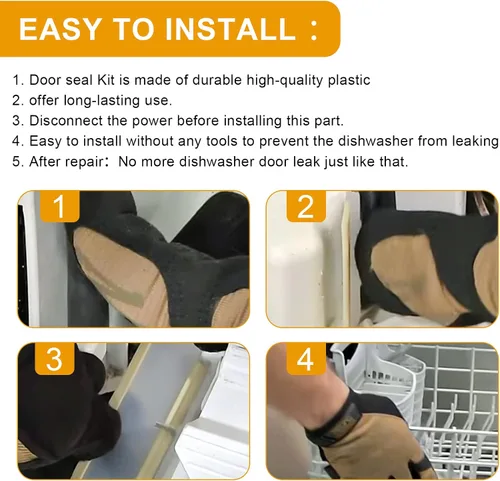 Vista 6 de 154827601 Kit de sello de puerta de lavavajillas para Frigidaire - Juego de repuesto incluye junta de puerta 154827601, sello inferior 809006501