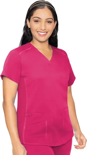 Vista 33 de Med Couture Touch - Camisa médica con cuello en V para mujer Sorbete de albaricoque