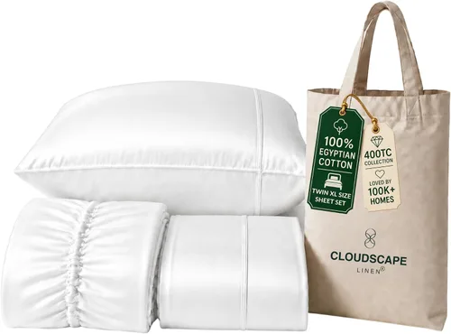 Vista 100 de CLOUDSCAPE LINEN Sábanas de cama individuales de lujo 100% algodón egipcio 01. blanco