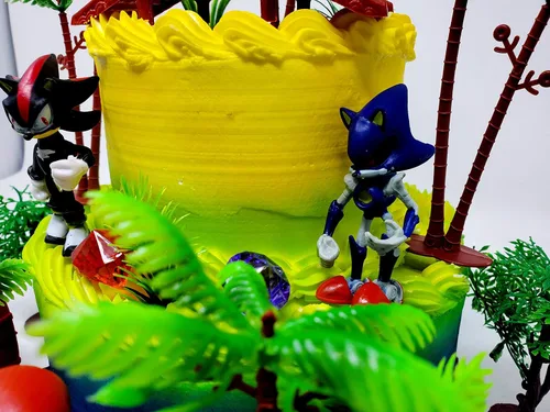 Vista 2 de SONIC and Friends - Decoración para pastel de fiesta de cumpleaños con figuras de Sonic y accesorios decorativos
