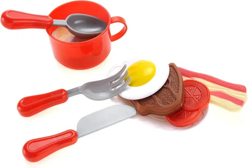 Vista 3 de PowerTRC Breakfast - Juego de parrilla de juguete para niños de 4 a 8 años, juguetes de cocina, juego de parrilla para niños, parrilla de barbacoa
