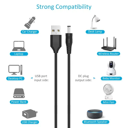 Vista 4 de Belker Cable de alimentación universal 10 en 1 de 5 V CC, USB a CC de 5.5 × 0.083 in enchufe con tipo C, micro USB, mini USB y más, cable de carga